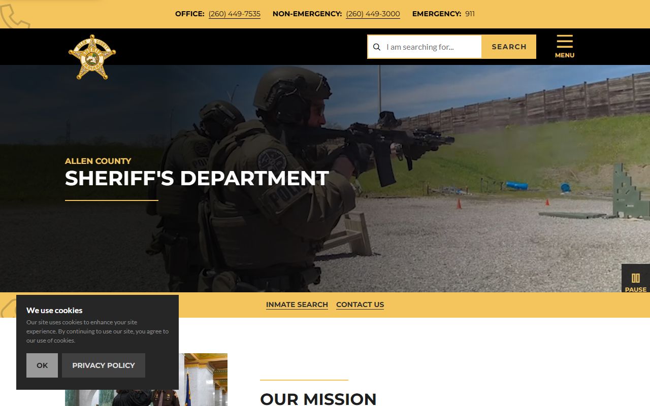 Allen County Sheriff homepage for warrant and court information