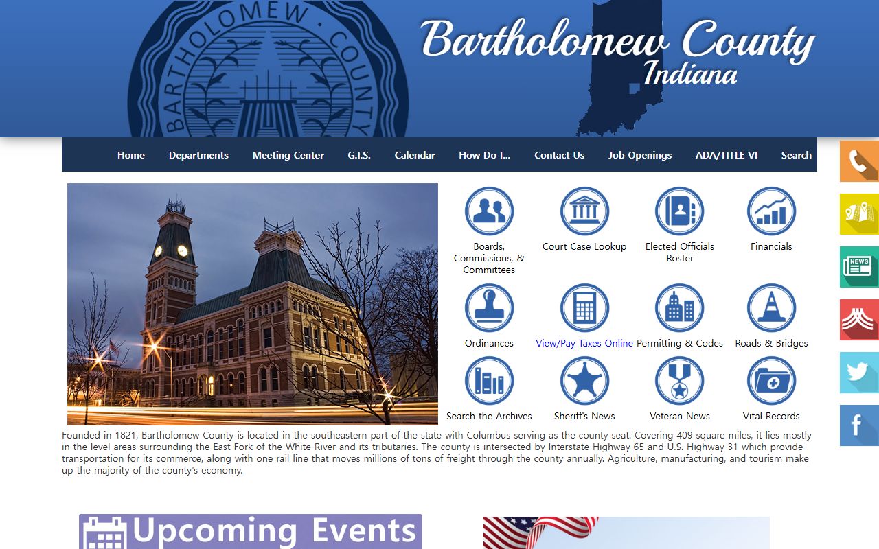 Bartholomew County government homepage for bench warrant and court resources