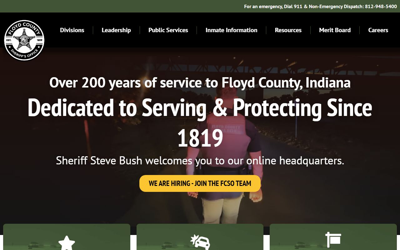 Floyd County Sheriff homepage for bench warrant information