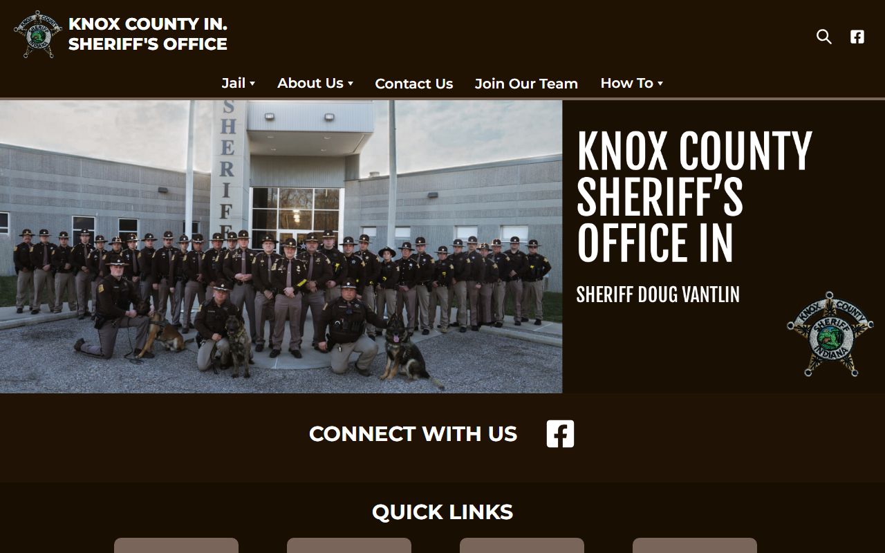 Knox County Sheriff homepage for bench warrant information