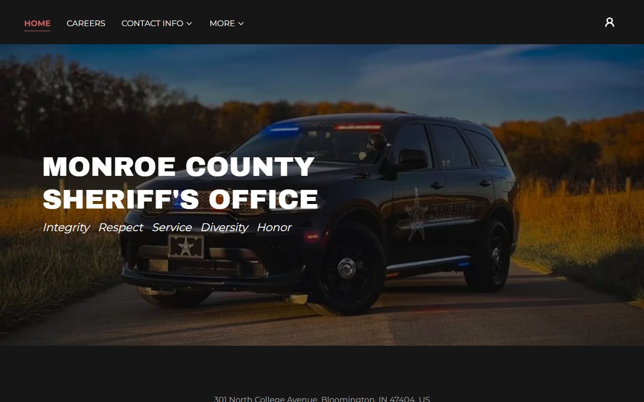 Monroe County Sheriff homepage for bench warrant information in Bloomington
