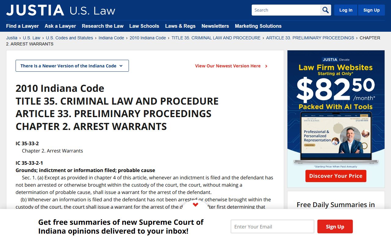 Indiana Code IC 35-33-2-4 bench warrant expiration rules
